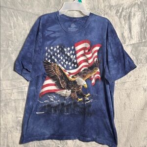 The mountain Blue Graphic T-Shirt‎ with Eagle Flag XXL Patriotic Fourth of July